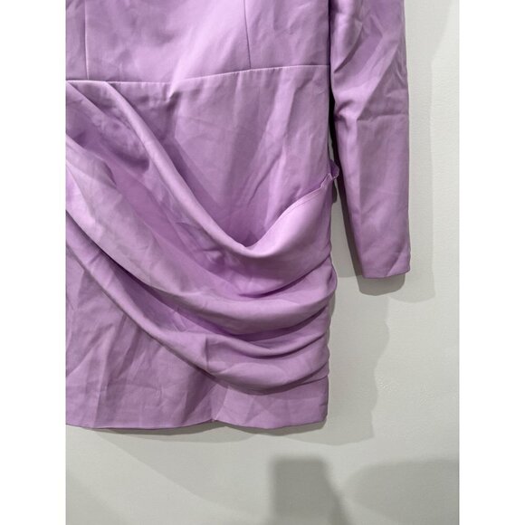 New MAC DUGGAL Size 10 Long Sleeve Mini Dress with Shoulder Pads Lilac *Defect* - Picture 13 of 13